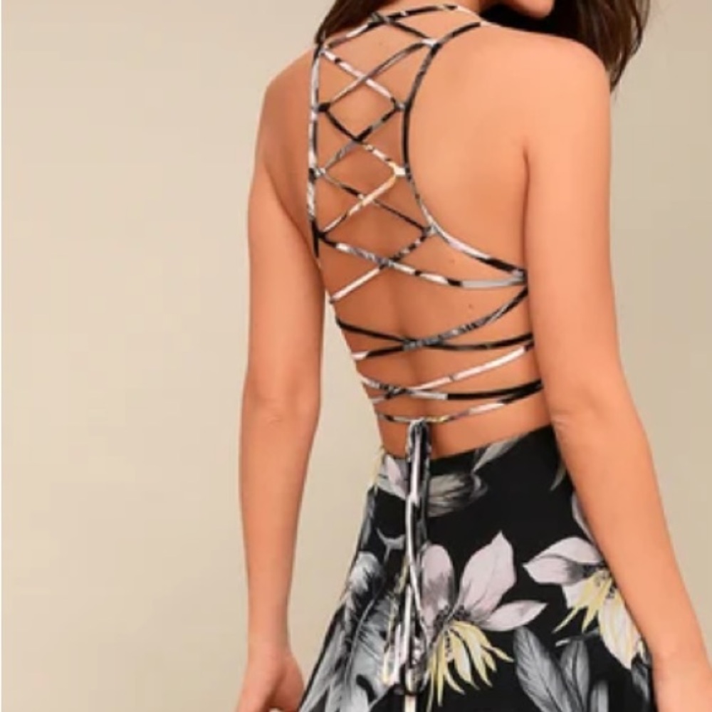 Black lace up maxi dress
